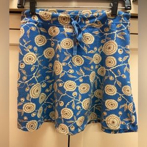 Patagonia women’s S blue/brown/cream floral organic cotton blend mini skirt